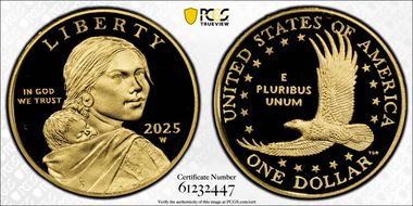 2025-W SAC$1 25th Anniversary .9999 Au First Strike PR69DCAM