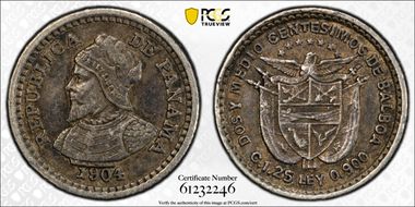 1904 2 1/2C KM-1  Ag AU55