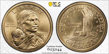 2007-D SAC$1 Satin Finish SP67