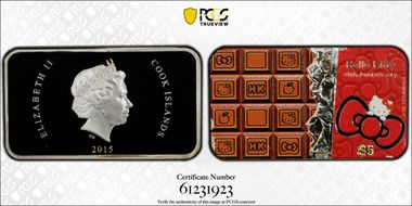2015 $5 Hello Kitty 40th Anniversary Candy Bar Colorized PR68DCAM