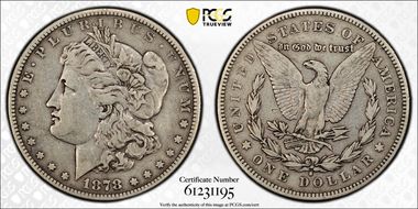 1878-S $1 VAM 111 Doubled RIB VF20