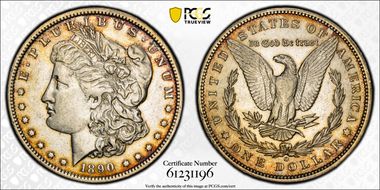 1890-O $1 VAM 20 Doubled Ear AU50