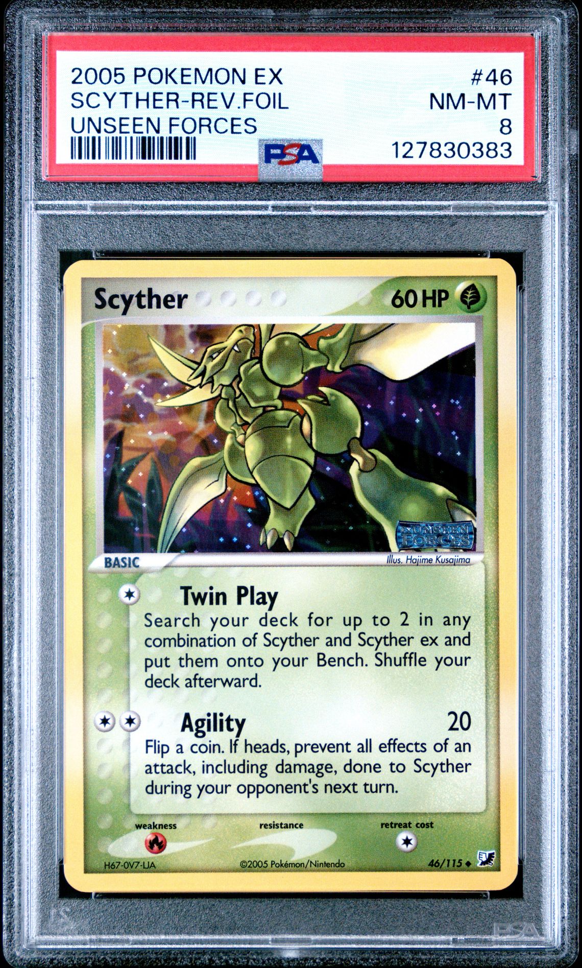 2005 Pokemon POKEMON EX UNSEEN FORCES Foil #46 Scyther-Rev.Foil front