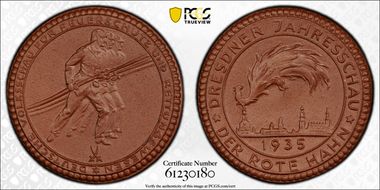 1935 Medal  Scheuch-1380a Meissen Brown Porcelain MS66