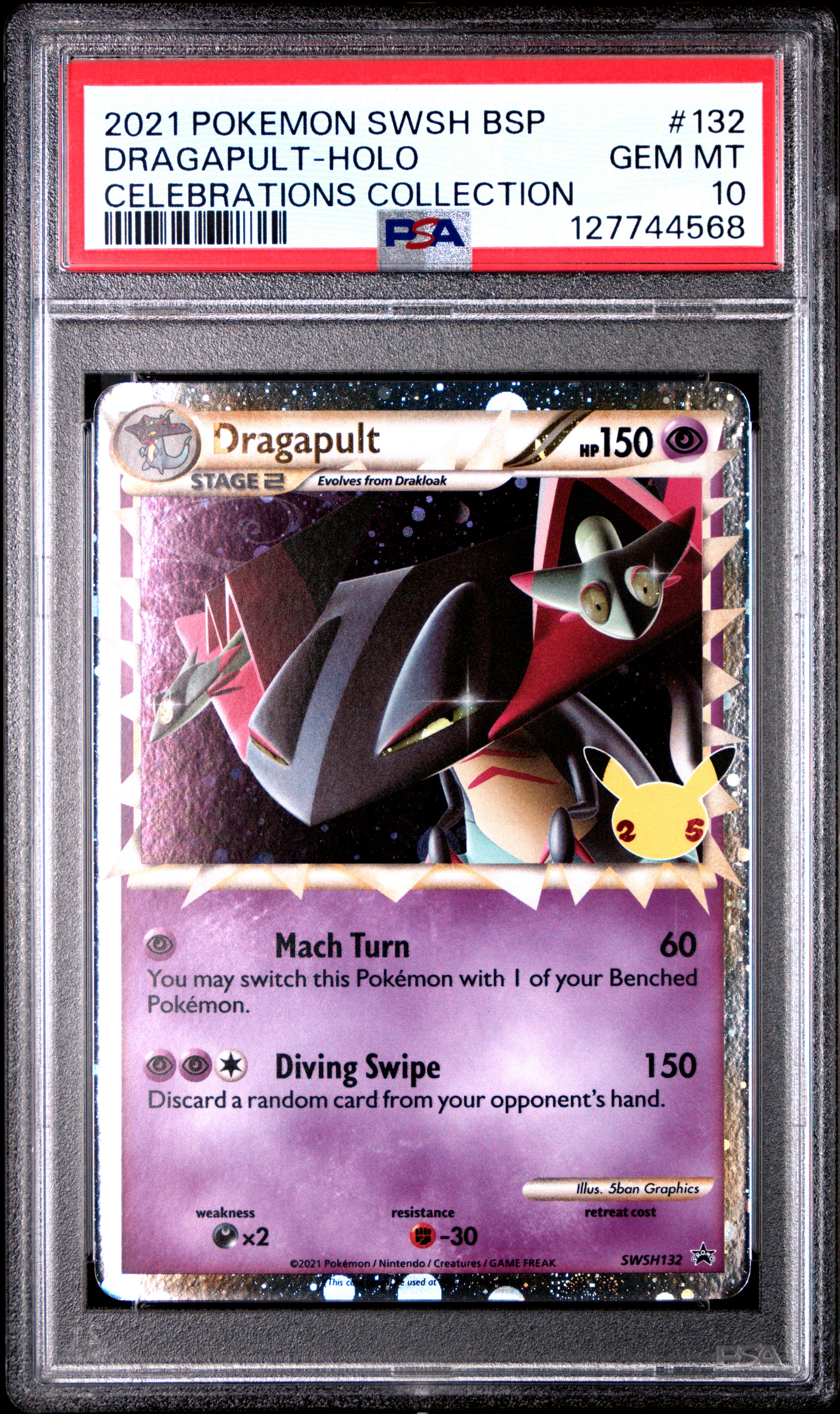 2021 #132 Dragapult-Holo PSA 10 Swsh Black Star Promo