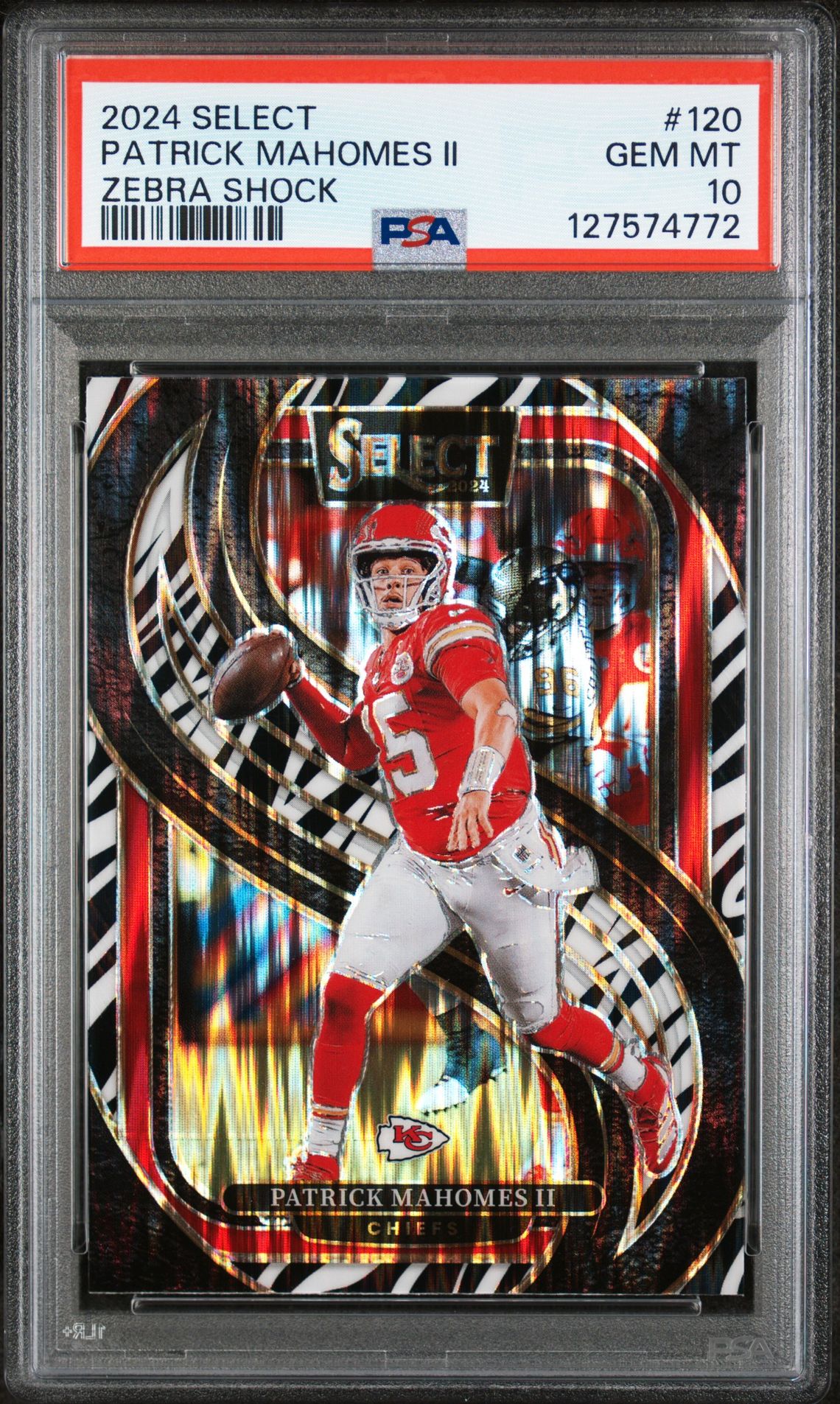 2024 Panini PANINI SELECT ZEBRA SHOCK #120 Patrick Mahomes Ii front