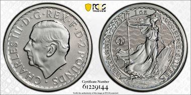 2025 £2 Britannia Ag S.S. Tilawa Privy MS67