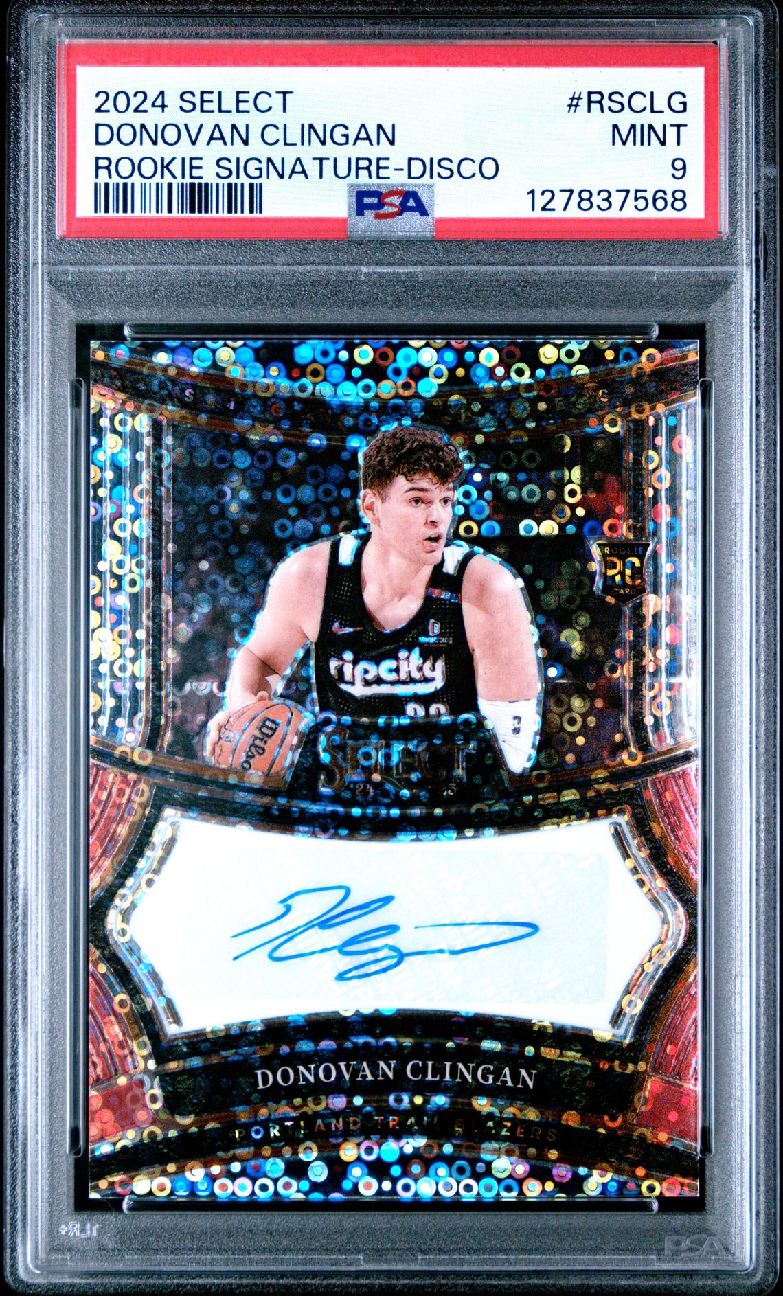 2024 Panini Select Rookie Signatures Donovan Clingan #Rsclg (Rookie Signature-Disco) Mint 9 front