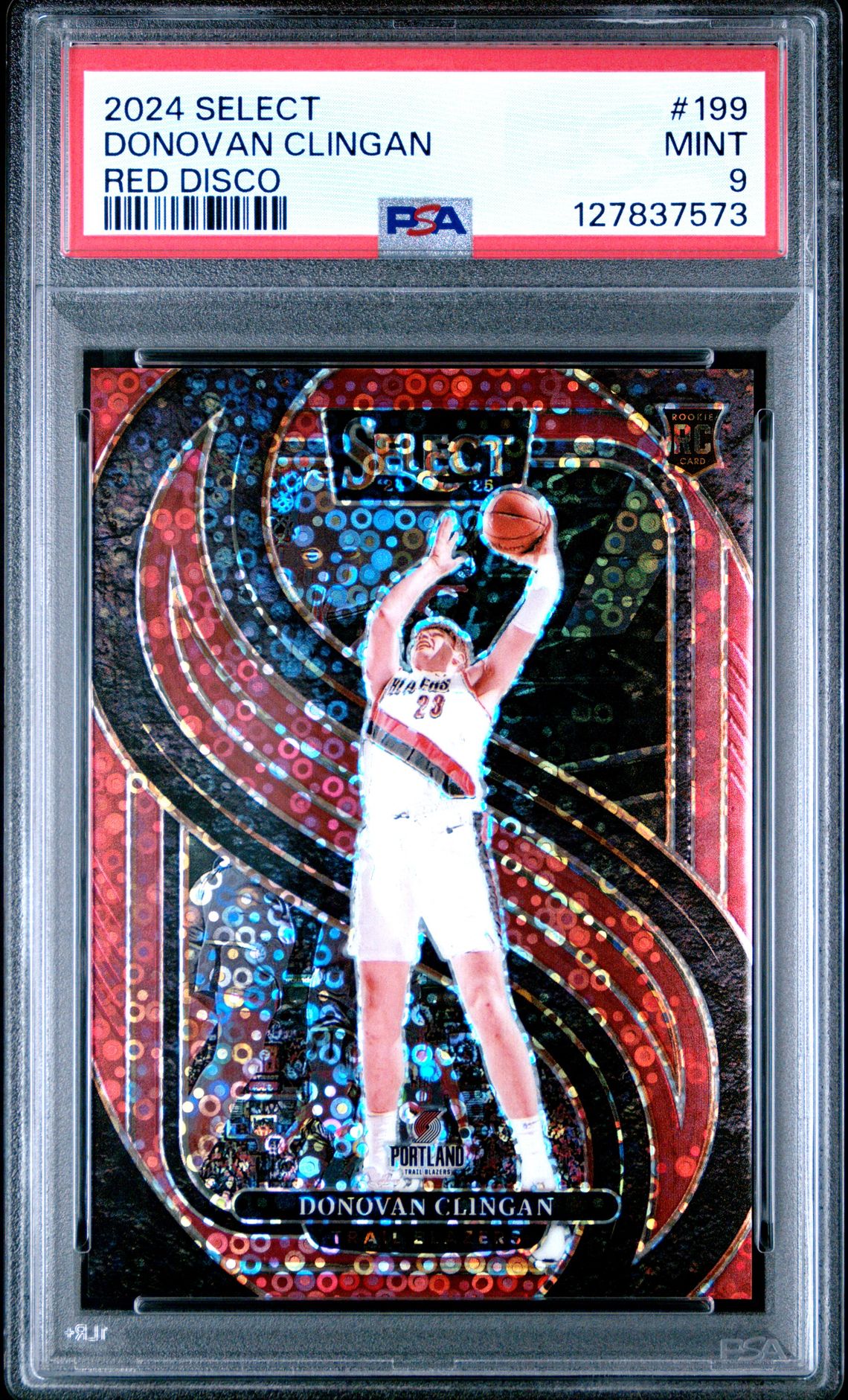 2024 Panini Select Donovan Clingan #199 (Red Disco) Mint 9 front