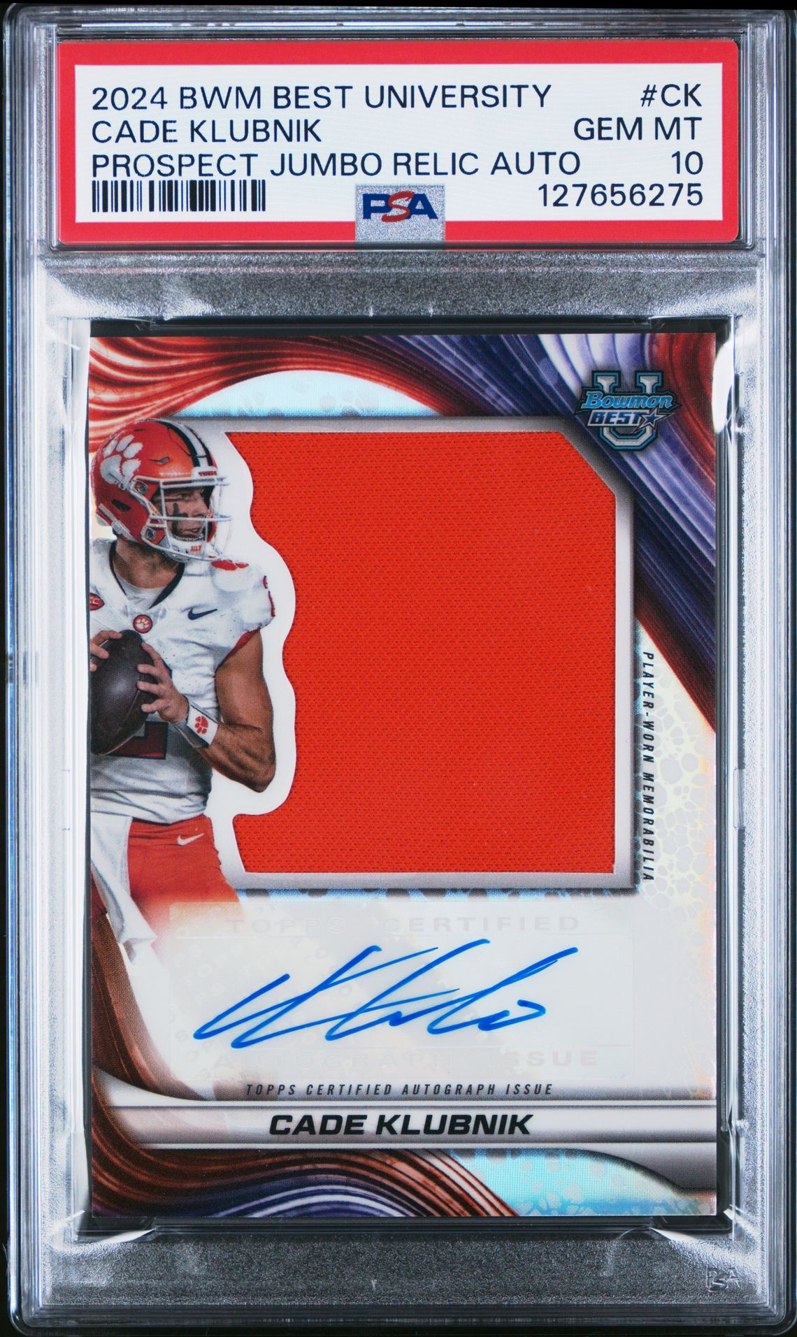 2024 Bowman BOWMAN BEST UNIVERSITY PROSPECT JUMBO RELIC AUTOGRAPHS #CK Cade Klubnik front