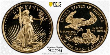 1995-W $5 Gold Eagle 10th Anniversary Set PR68DCAM