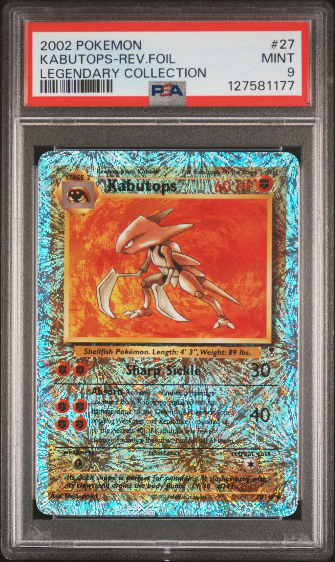 2002 Pokemon POKEMON LEGENDARY COLLECTION #27 Kabutops-Rev.Foil front