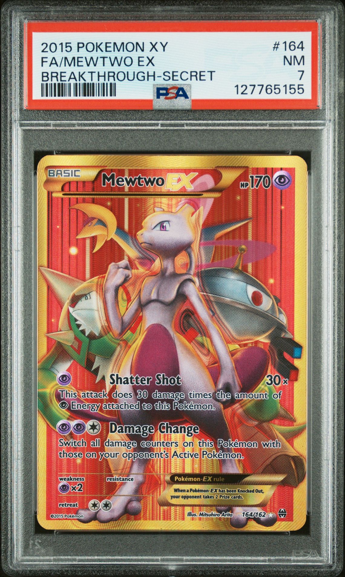 2015 Pokemon Xy Breakthrough Fa/Mewtwo Ex #164 (Breakthrough-Secret) Nm 7 front