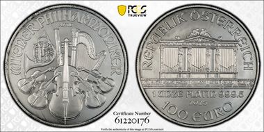2025 € 100 Vienna Philharmonic Pt MS68