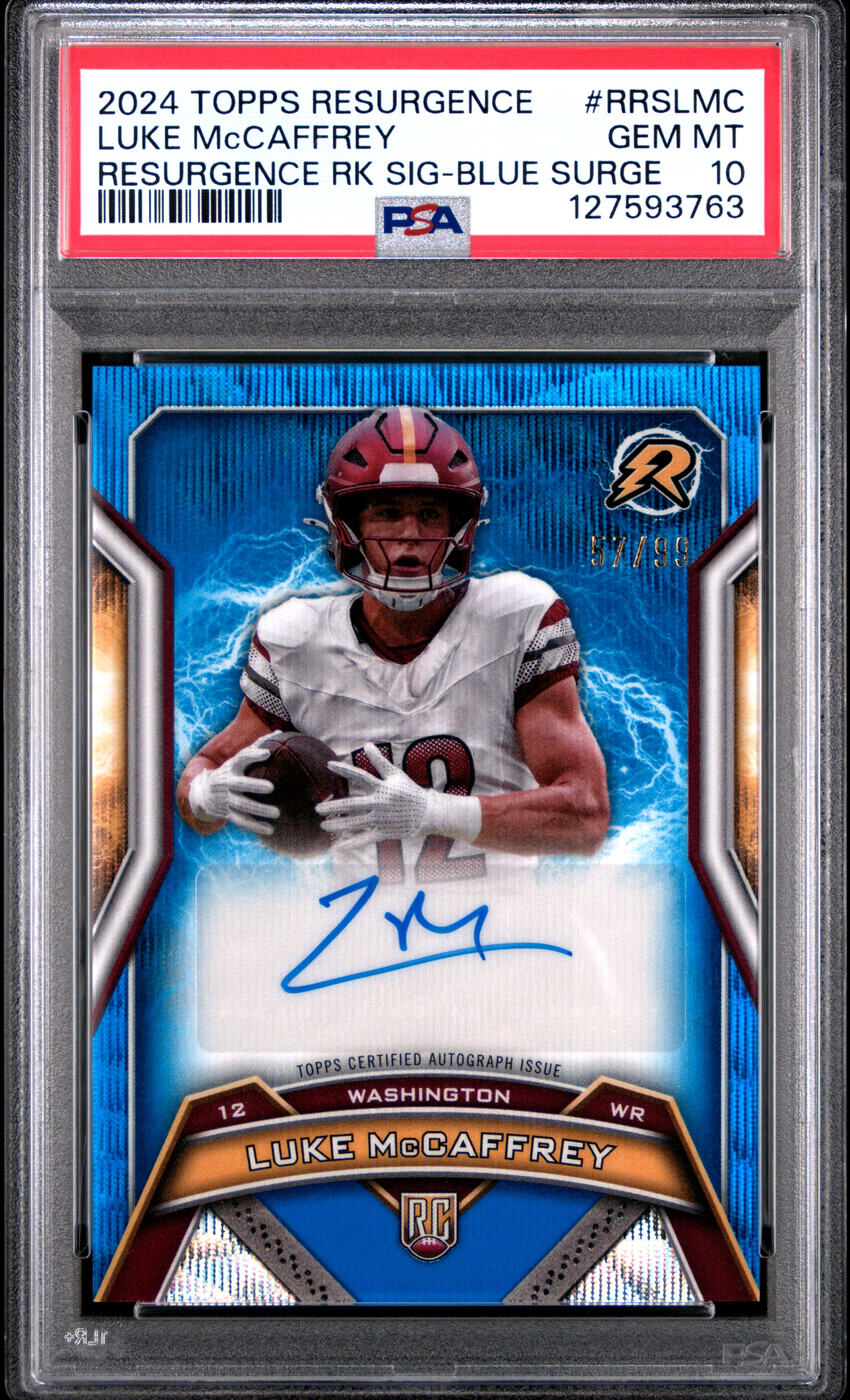 2024 #RRSLMC Luke McCaffrey PSA 10 Topps Resurgence Resurgence Rookie Signatures