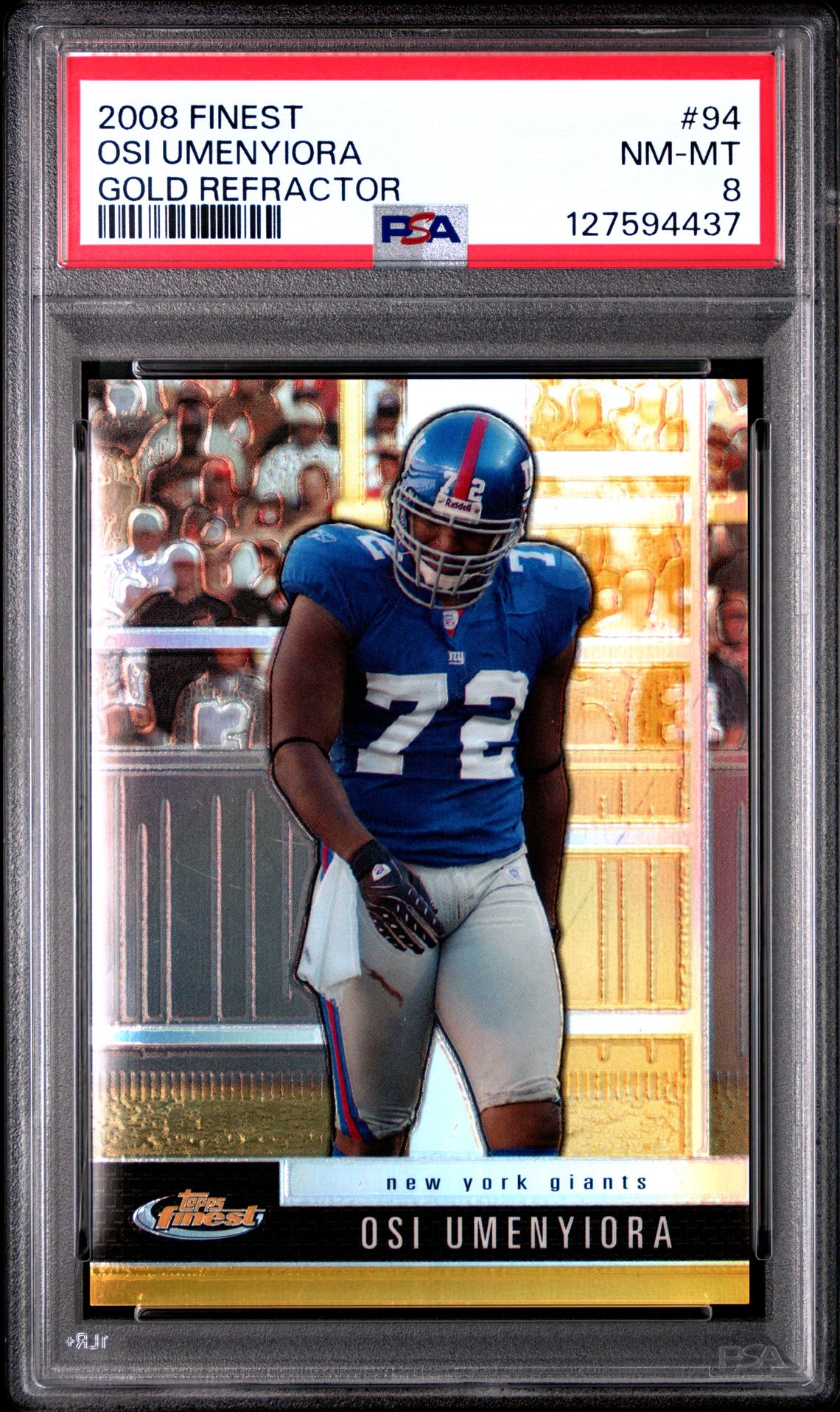 2008 Finest Osi Umenyiora #94 (Gold Refractor) Nm-Mt 8 front