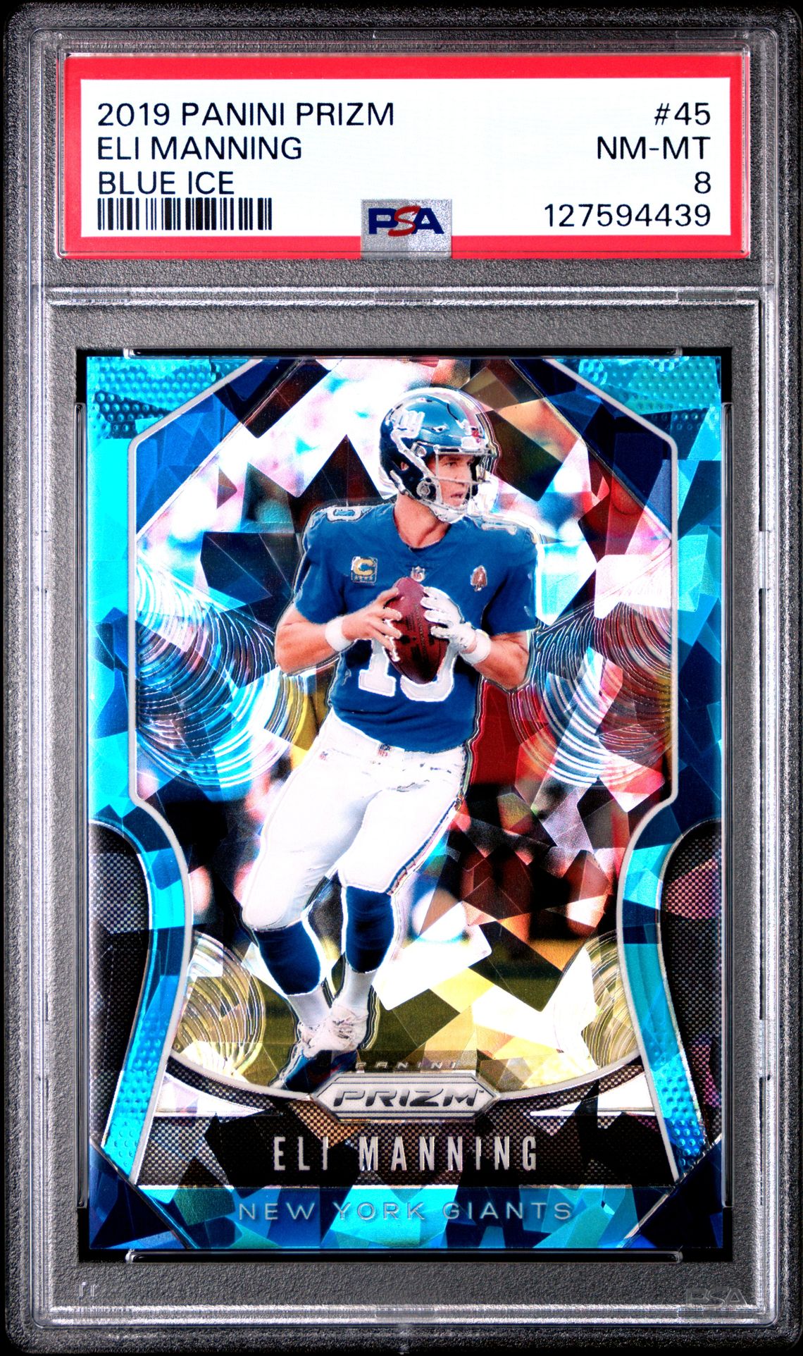 2019 Panini Prizm Eli Manning #45 (Blue Ice) Nm-Mt 8 front