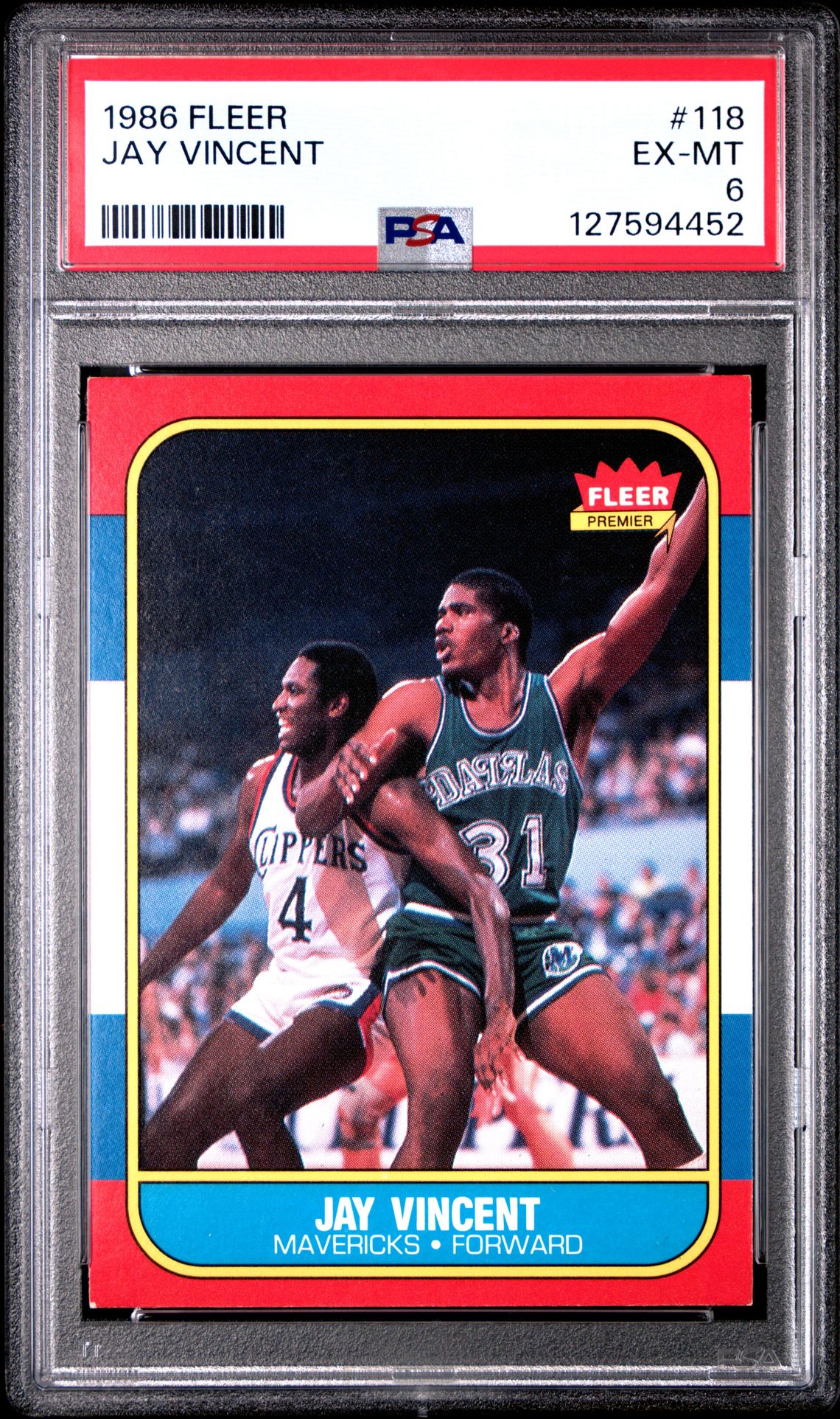 1986 Fleer Jay Vincent #118 Ex-Mt 6 front