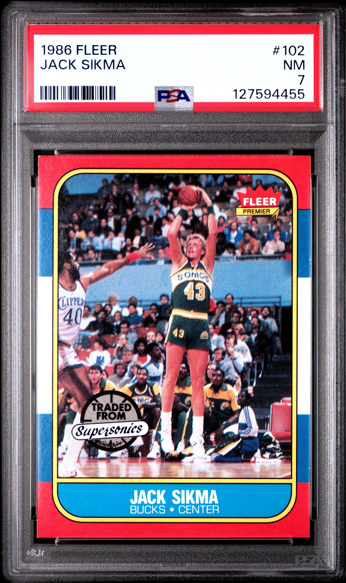 1986 Fleer Jack Sikma #102 Nm 7 front