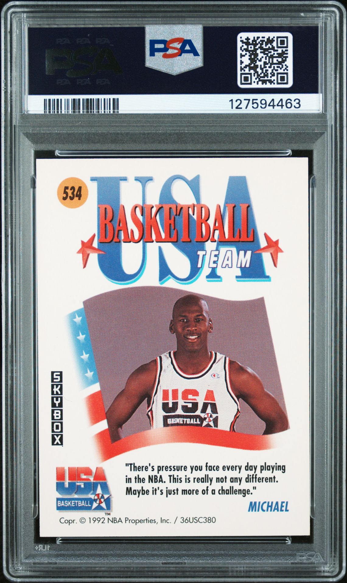 1991 Skybox Michael Jordan #534 (Usa) Ex-Mt 6 back