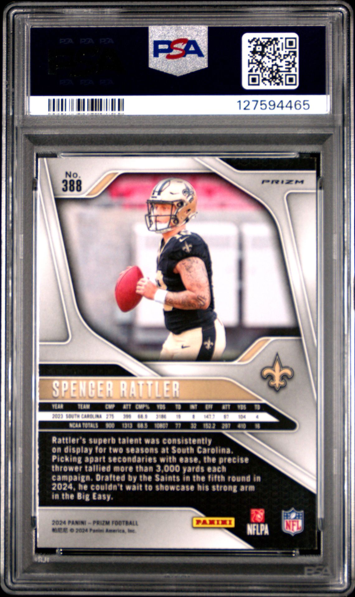 2024 Panini Prizm Spencer Rattler #388 (Silver Prizm) Nm-Mt 8 back