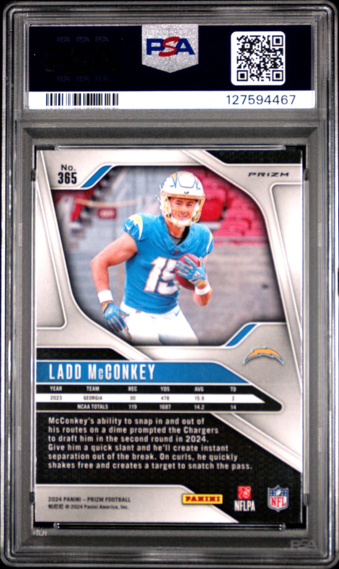 2024 Panini Prizm Ladd Mcconkey #365 (Silver Prizm) Gem Mt 10 back