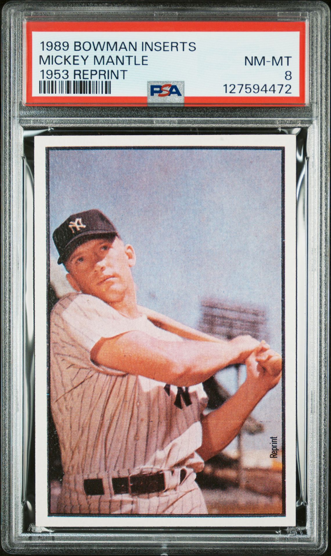 1989 Bowman Inserts Mickey Mantle (1953 Reprint) Nm-Mt 8 front