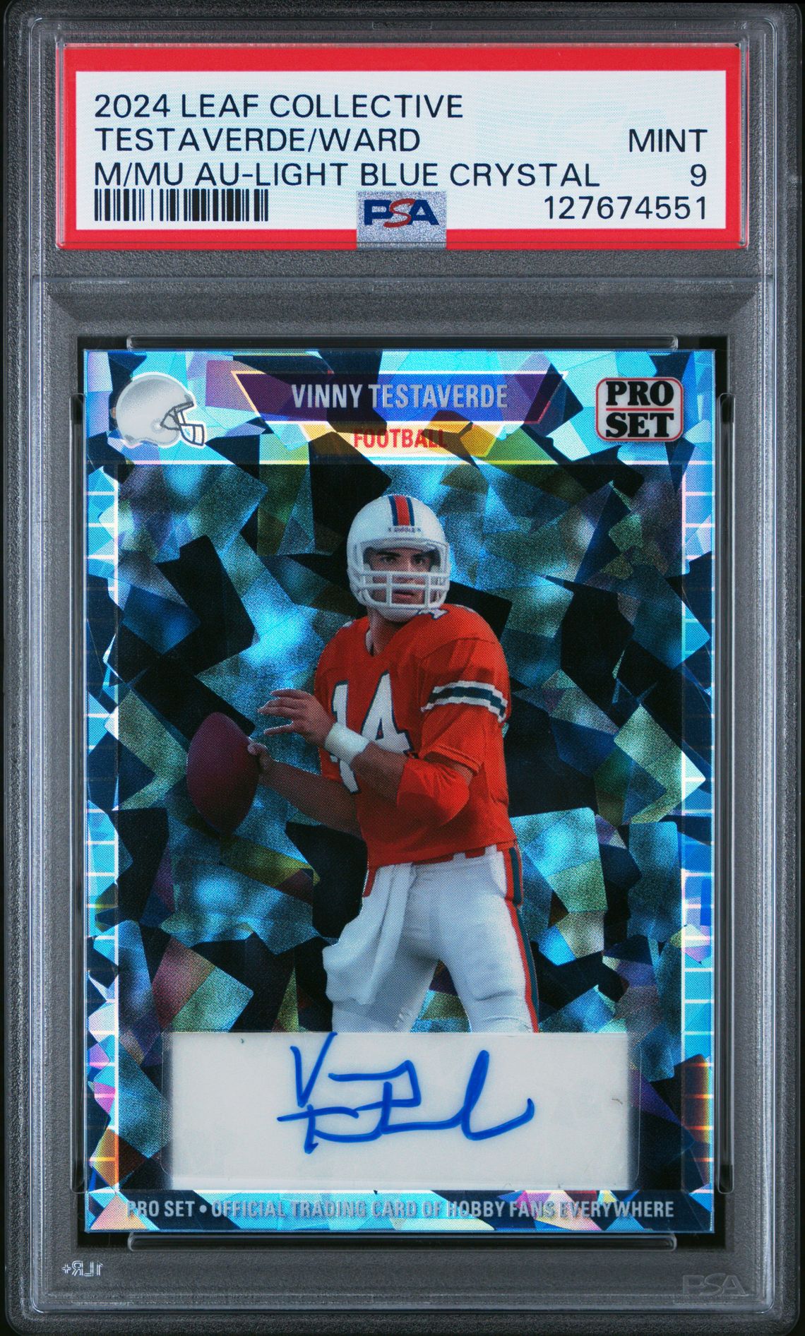 2024 Leaf Collective Multi Mash-Up Autographs Testaverde/Ward #Mu43 (M/Mu Au-Light Blue Crystal) Mint 9 front