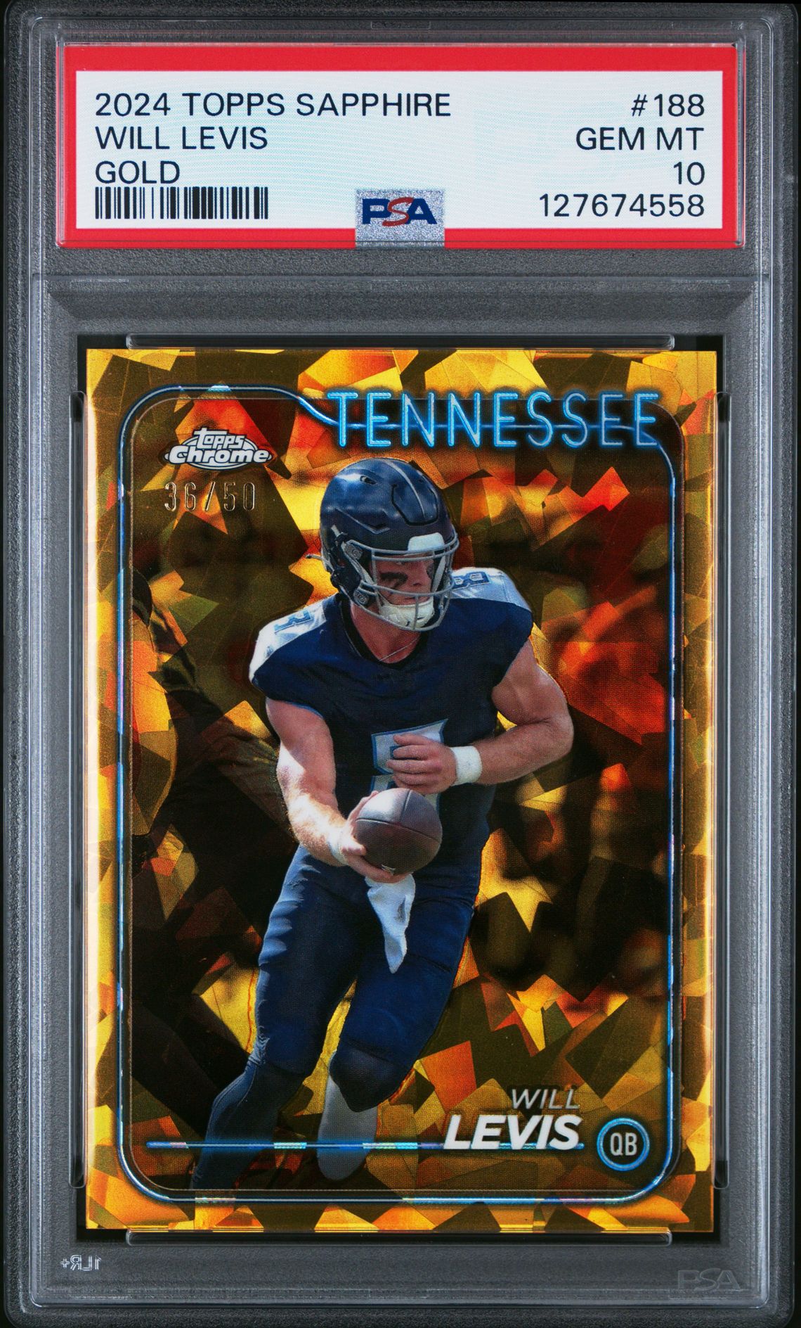 2024 Topps Chrome Sapphire Will Levis #188 (Gold) Gem Mt 10 front