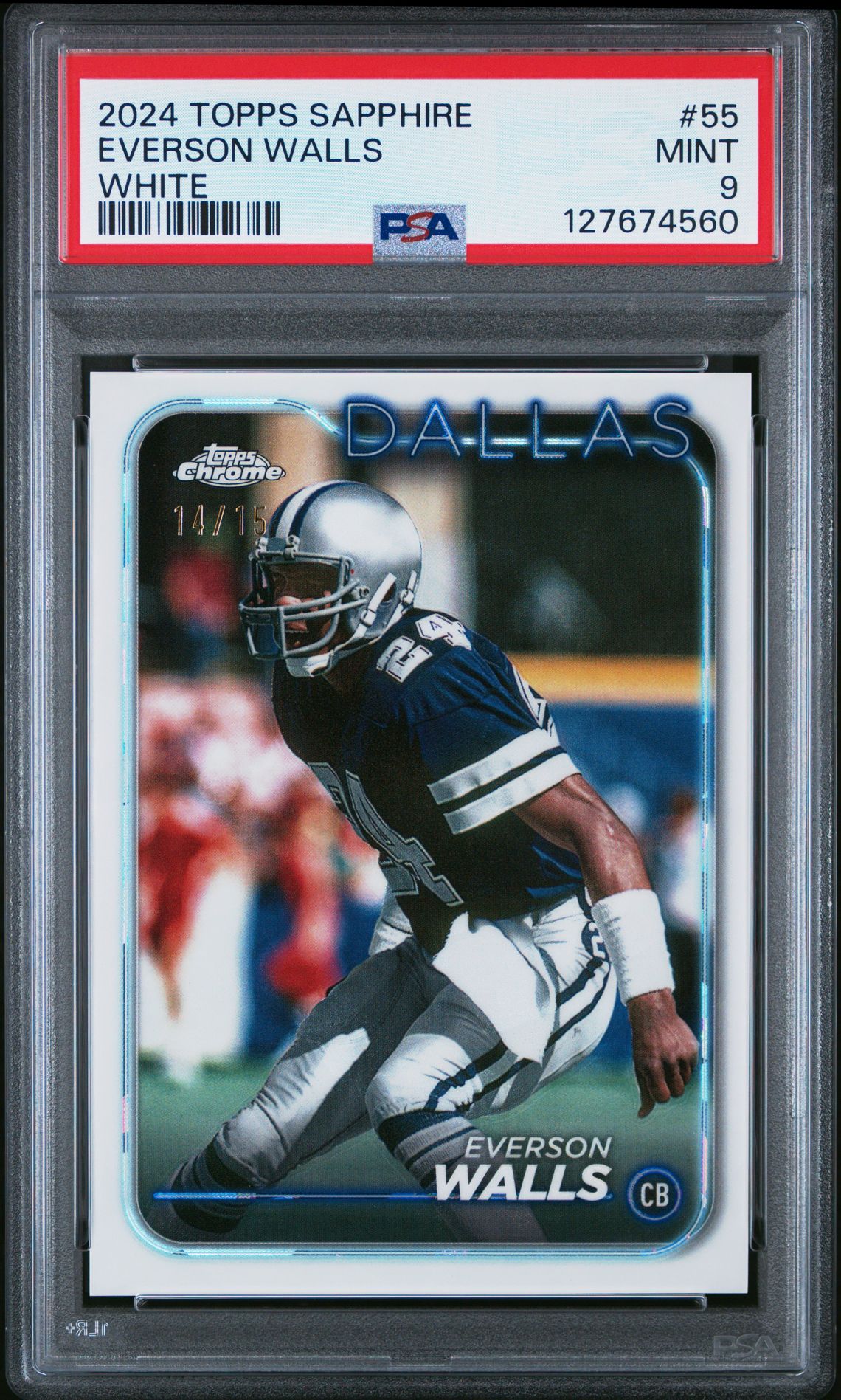 2024 Topps Chrome Sapphire Everson Walls #55 (White) Mint 9 front