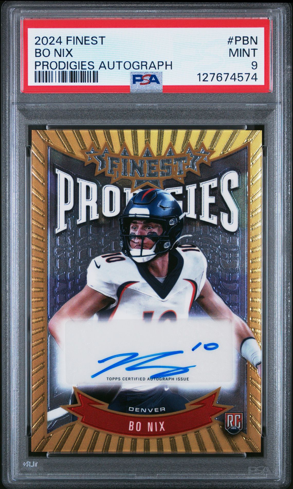 2024 Topps Finest Prodigies Autographs Bo Nix #Pbn Mint 9 front
