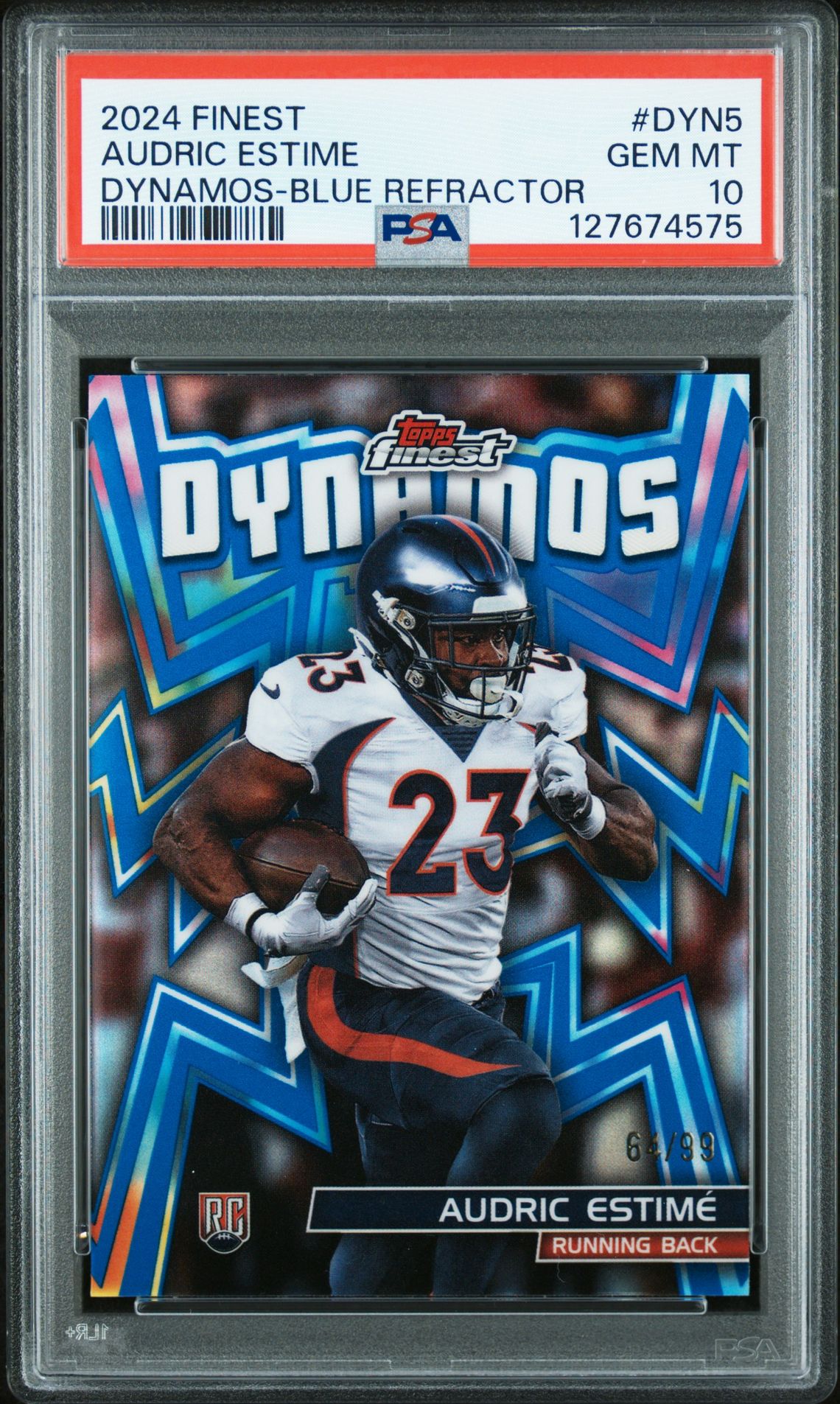 2024 Topps Finest Dynamos Audric Estime #Dyn5 (Dynamos-Blue Refractor) Gem Mt 10 front