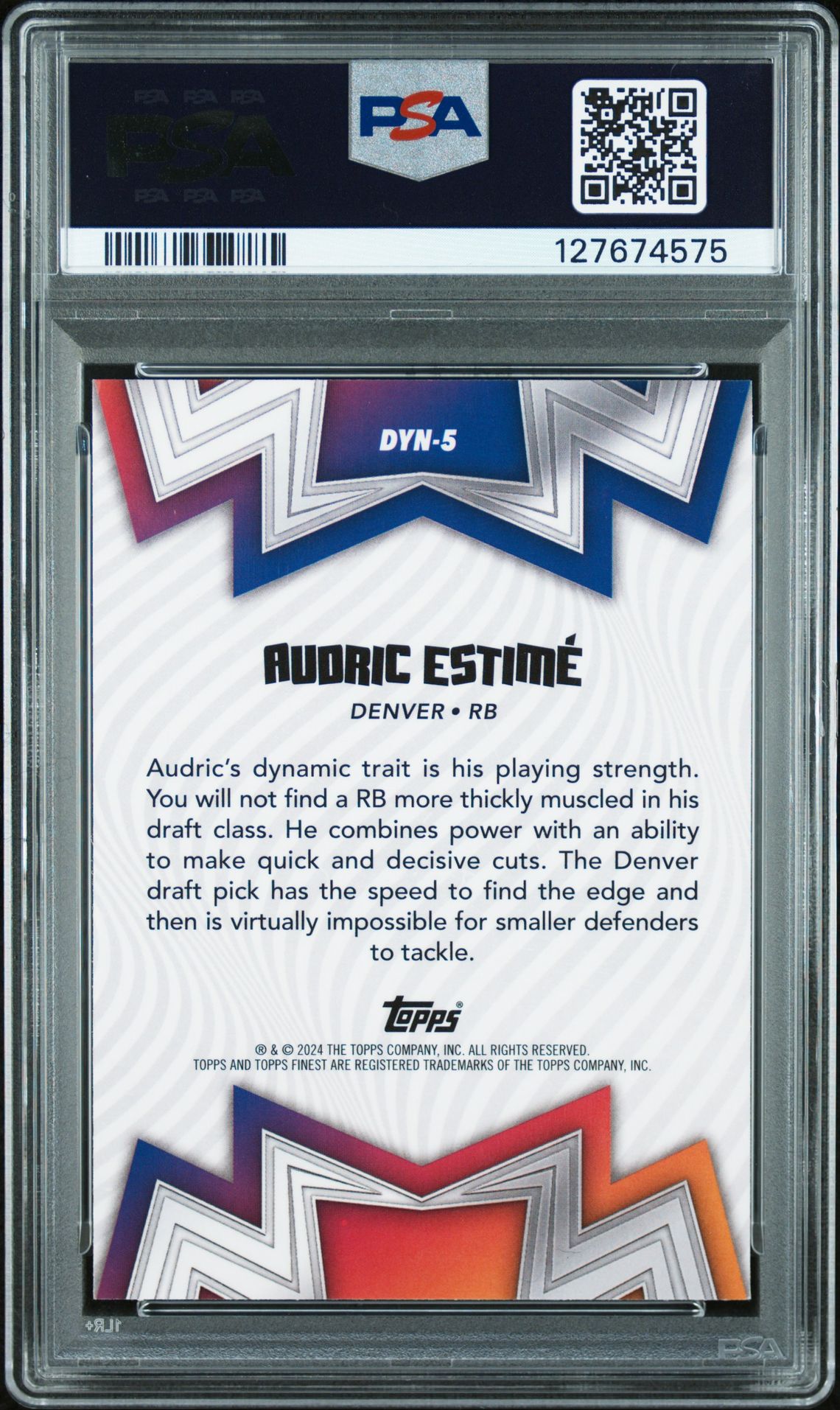 2024 Topps Finest Dynamos Audric Estime #Dyn5 (Dynamos-Blue Refractor) Gem Mt 10 back