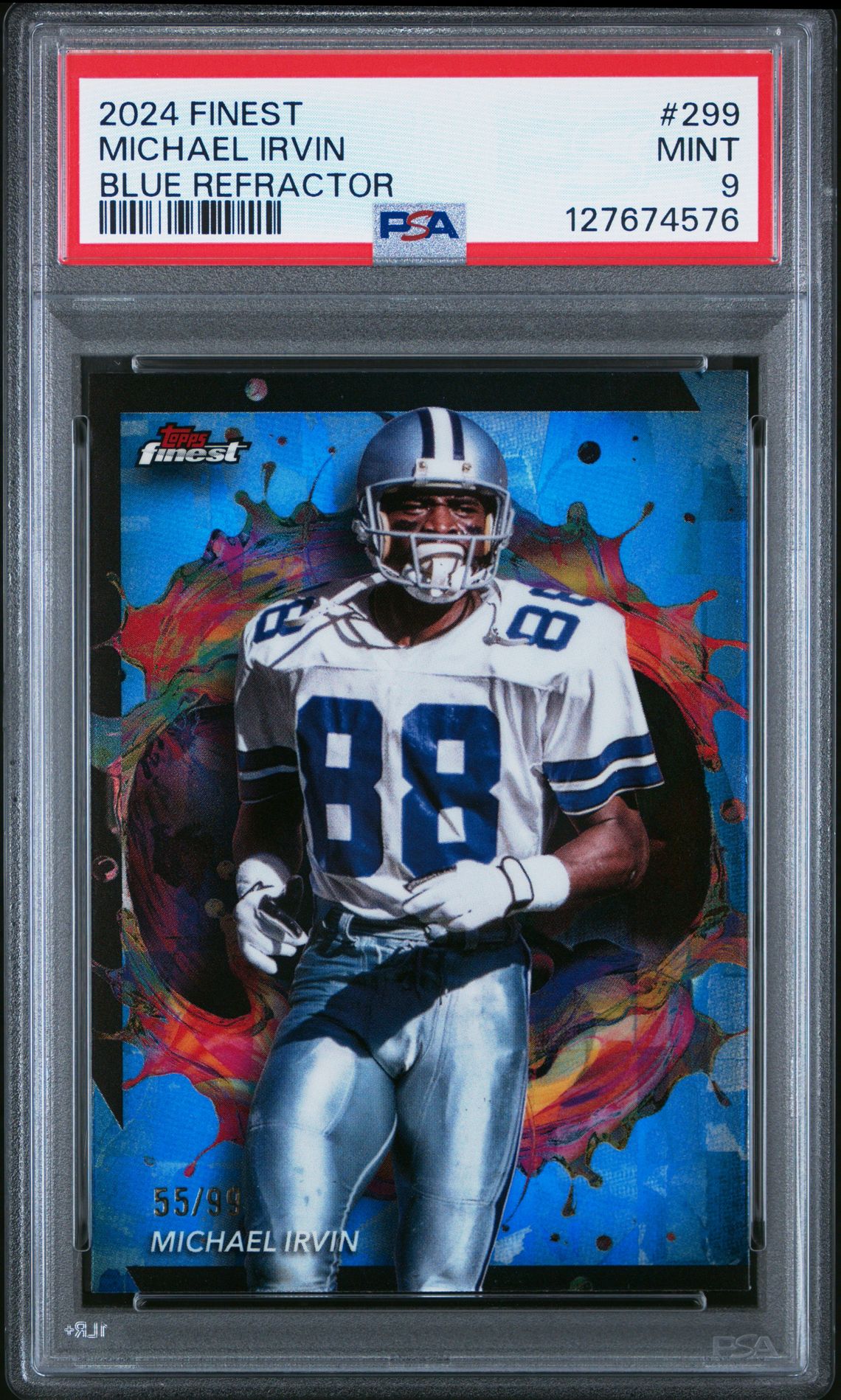 2024 Topps Finest Michael Irvin #299 (Blue Refractor) Mint 9 front