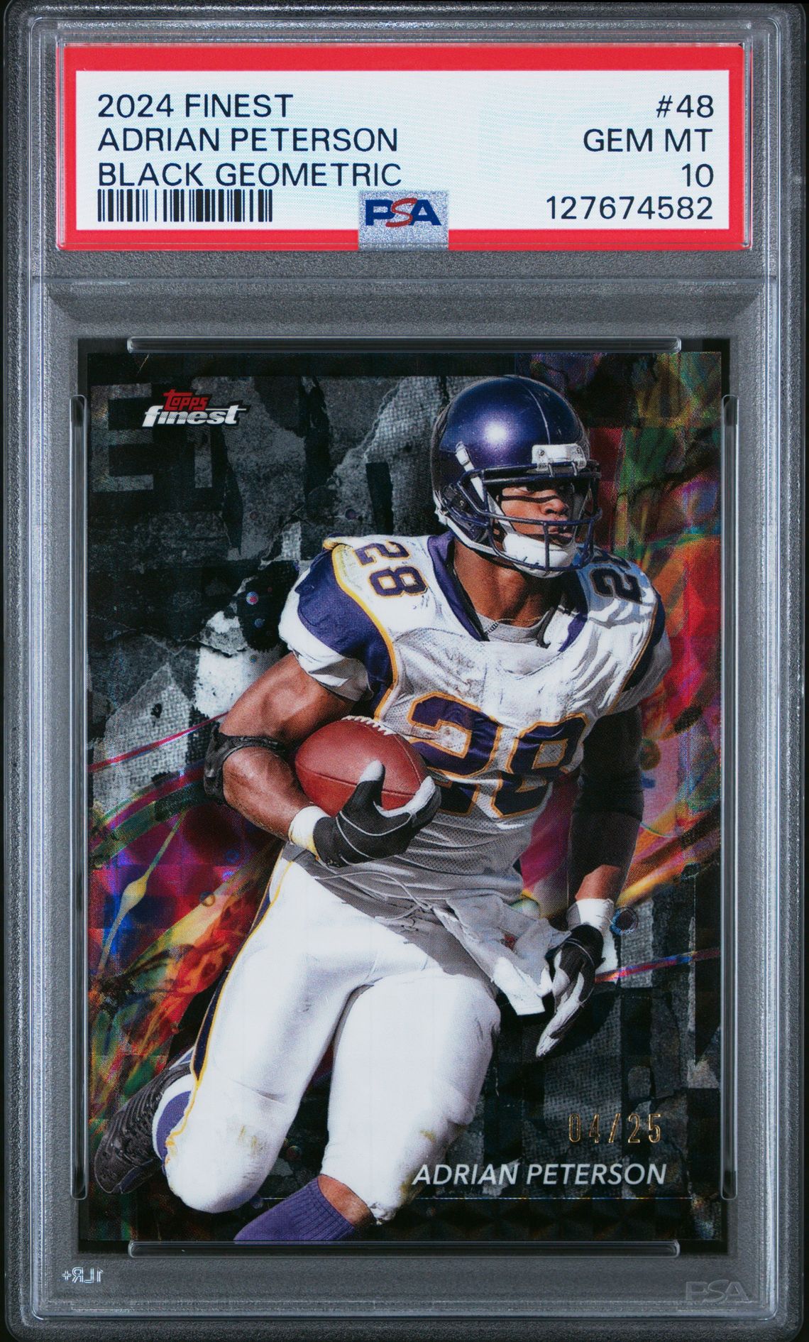 2024 Topps Finest Adrian Peterson #48 (Black Geometric) Gem Mt 10 front