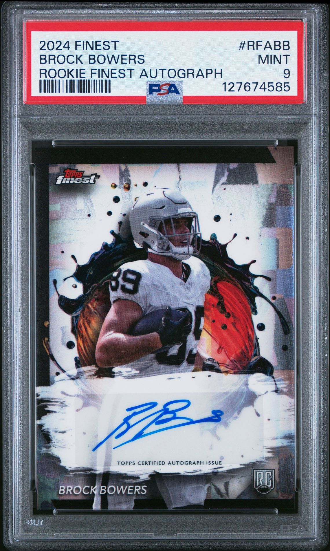 2024 Topps Finest Rookie Finest Autographs Brock Bowers #Rfabb Mint 9 front