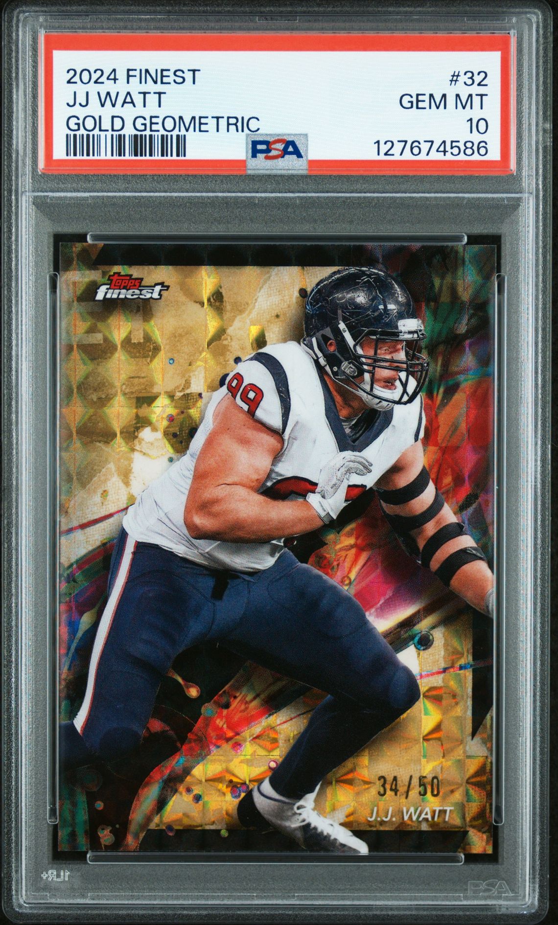 2024 Topps Finest Jj Watt #32 (Gold Geometric) Gem Mt 10 front