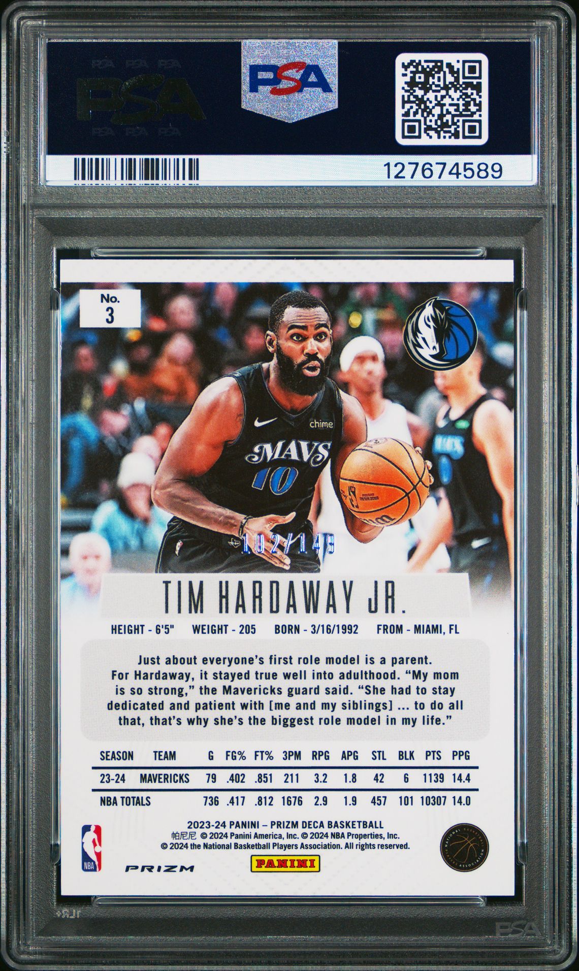 2023 Panini Prizm Deca Tim Hardaway Jr. #3 (Blue Prizm) Nm-Mt 8 back