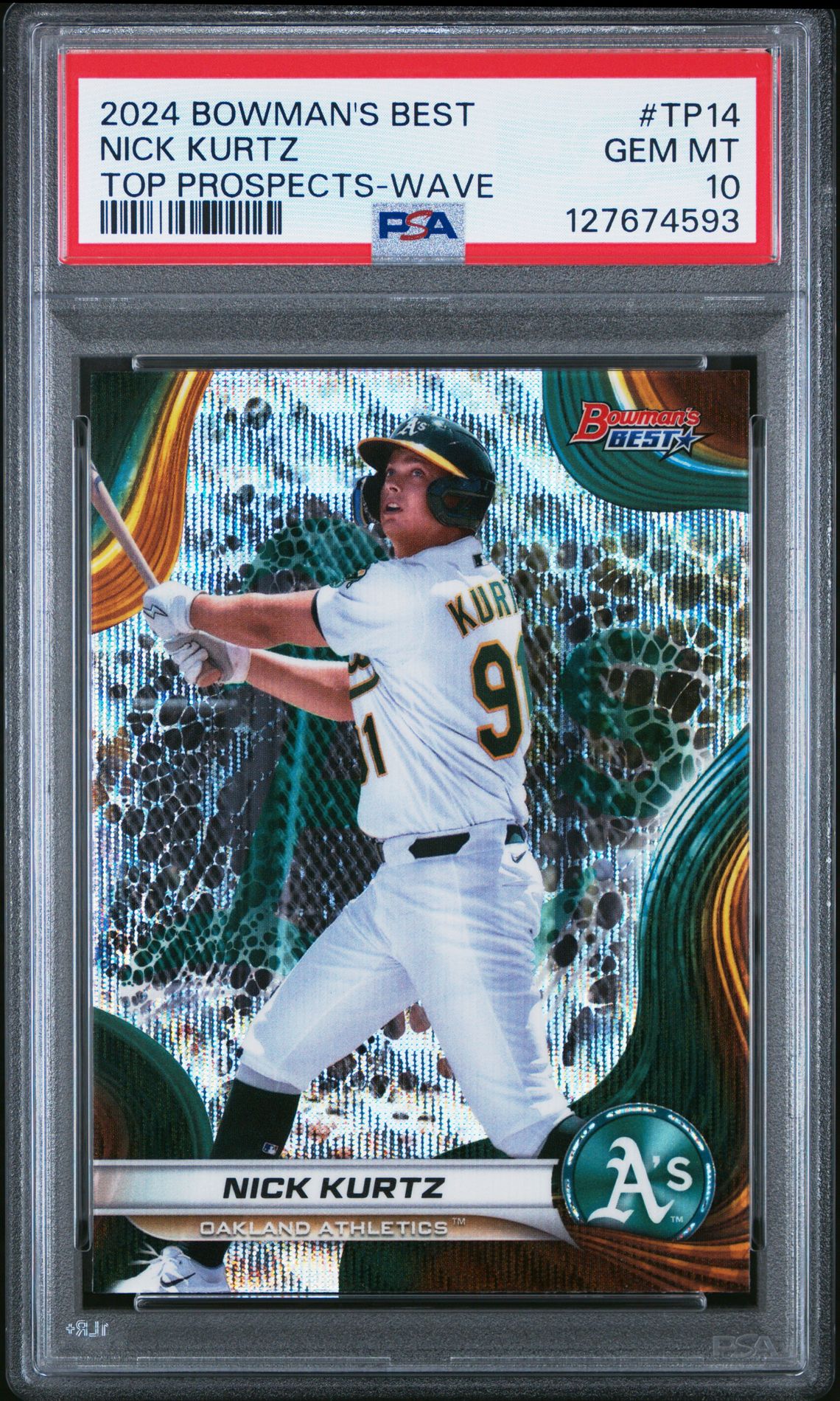 2024 Bowman's Best Top Prospects Nick Kurtz #Tp14 (Top Prospects-Wave) Gem Mt 10 front