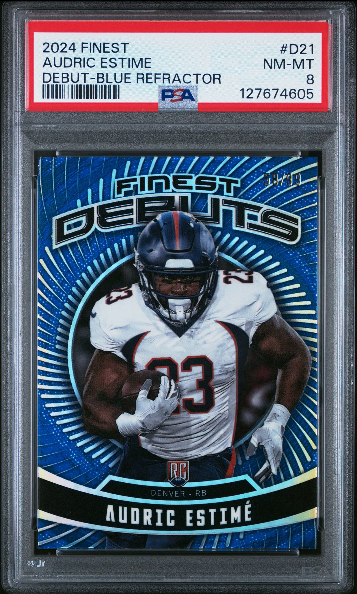 2024 Topps Finest Debut Audric Estime #D21 (Debut-Blue Refractor) Nm-Mt 8 front