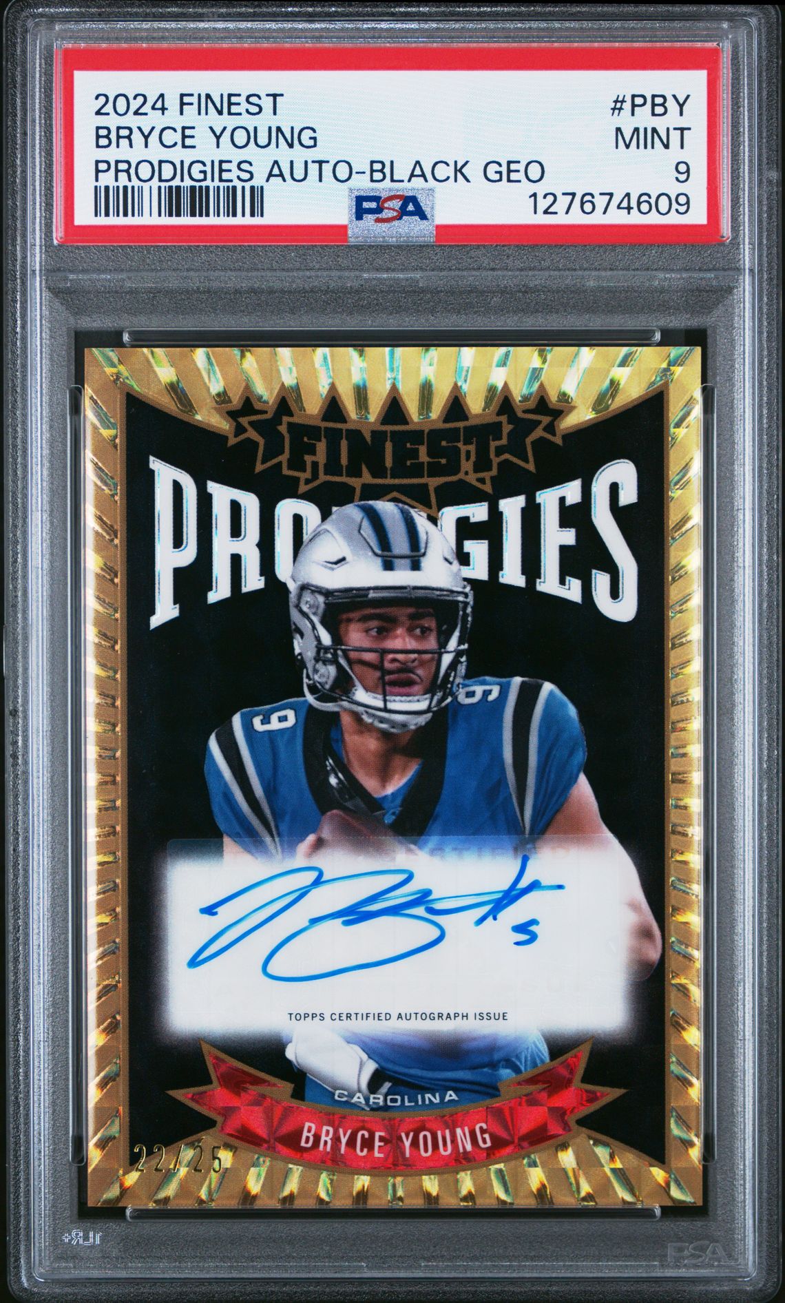 2024 Topps Finest Prodigies Autographs Bryce Young #Pby (Prodigies Auto-Black Geo) Mint 9 front