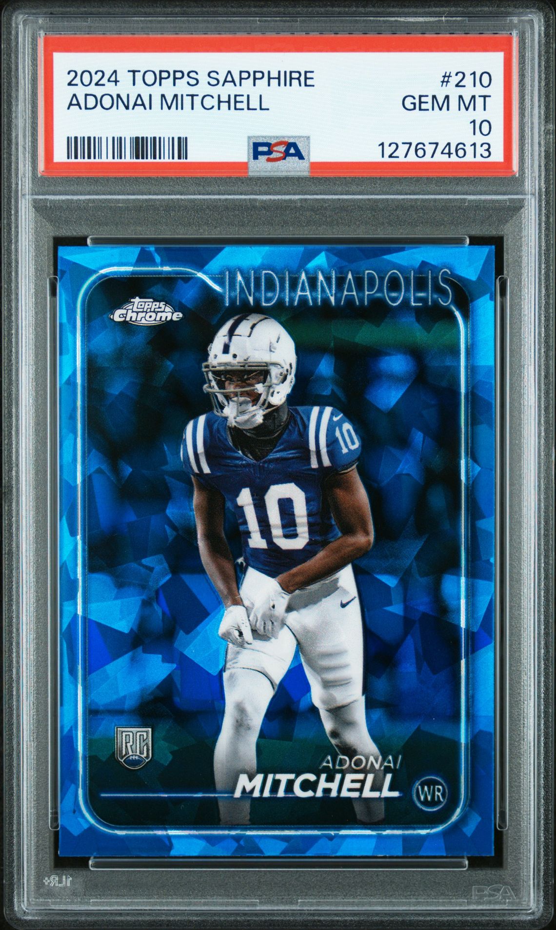 2024 Topps Chrome Sapphire Adonai Mitchell #210 Gem Mt 10 front