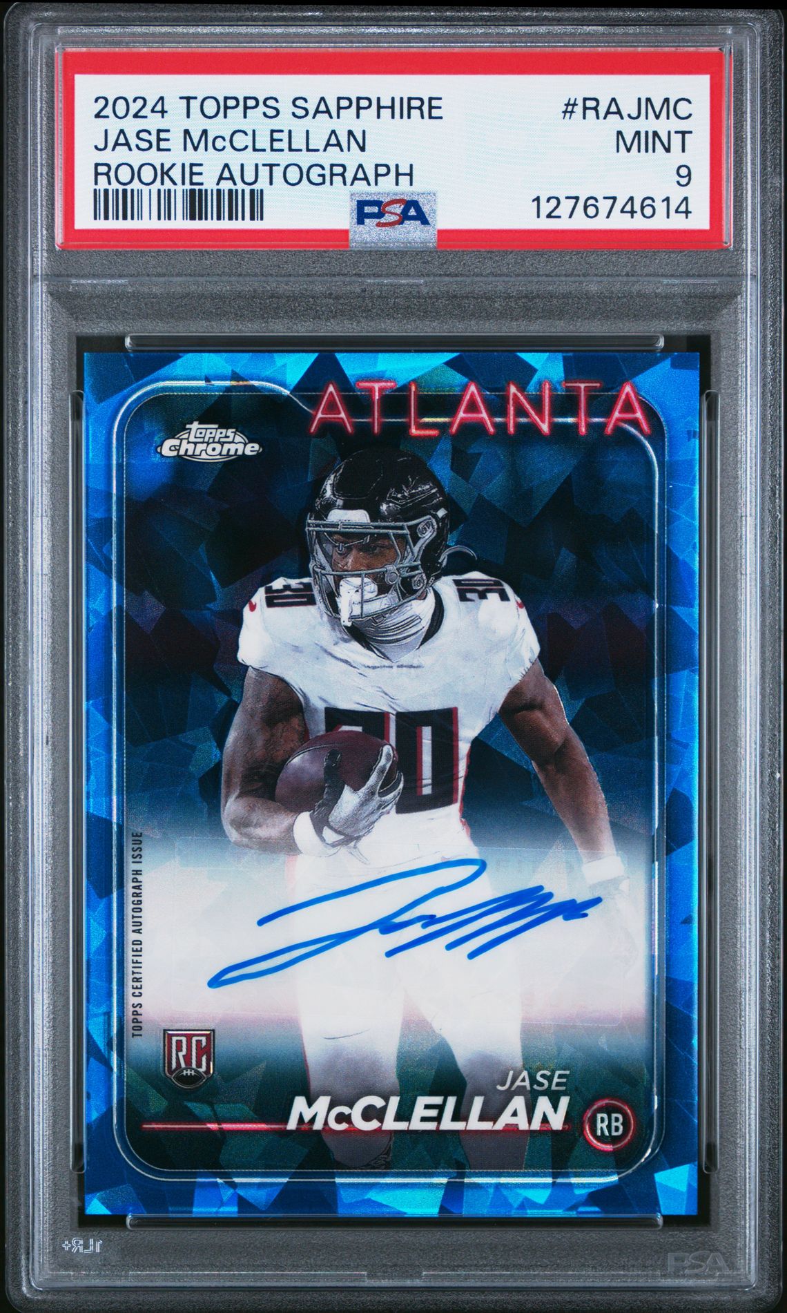 2024 Topps Chrome Sapphire Rookie Autographs Jase Mcclellan #Rajmc Mint 9 front