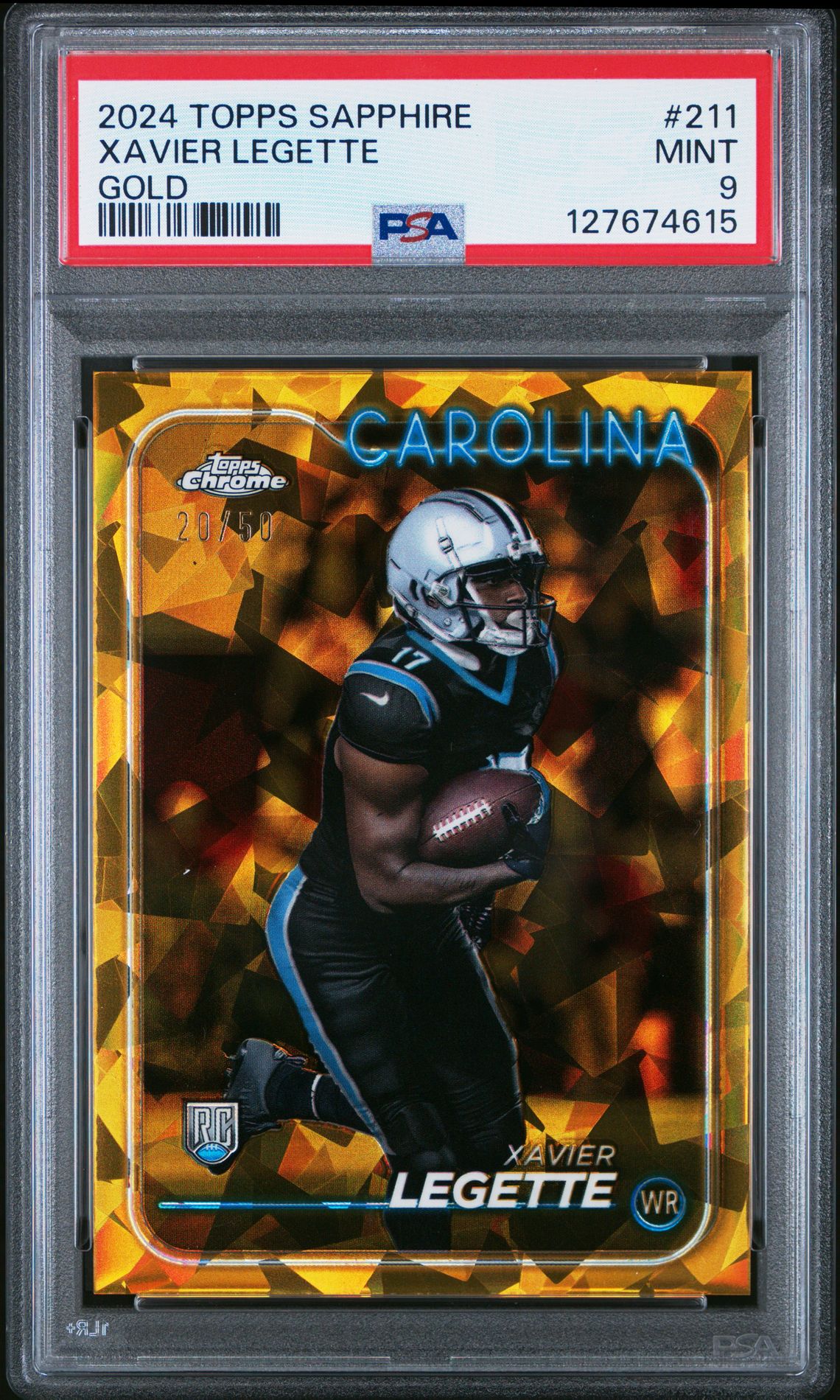 2024 Topps Chrome Sapphire Xavier Legette #211 (Gold) Mint 9 front