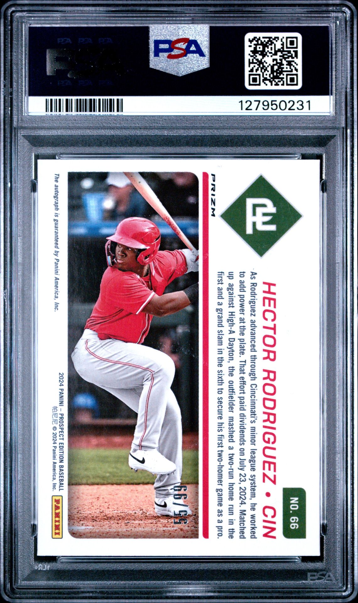 2024 Panini Prospect Edition Prospect Ticket Hector Rodriguez #66 (Pros Ticket-Sig-Red Power) Mint 9 back