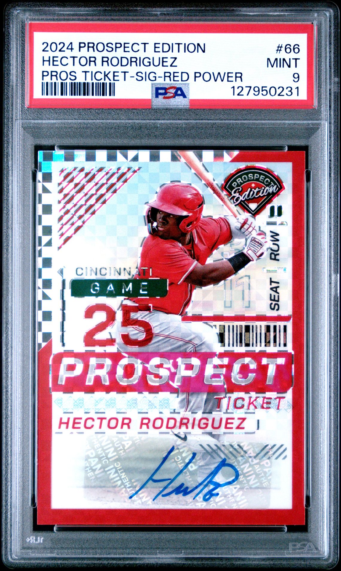 2024 Panini Prospect Edition Prospect Ticket Hector Rodriguez #66 (Pros Ticket-Sig-Red Power) Mint 9 front