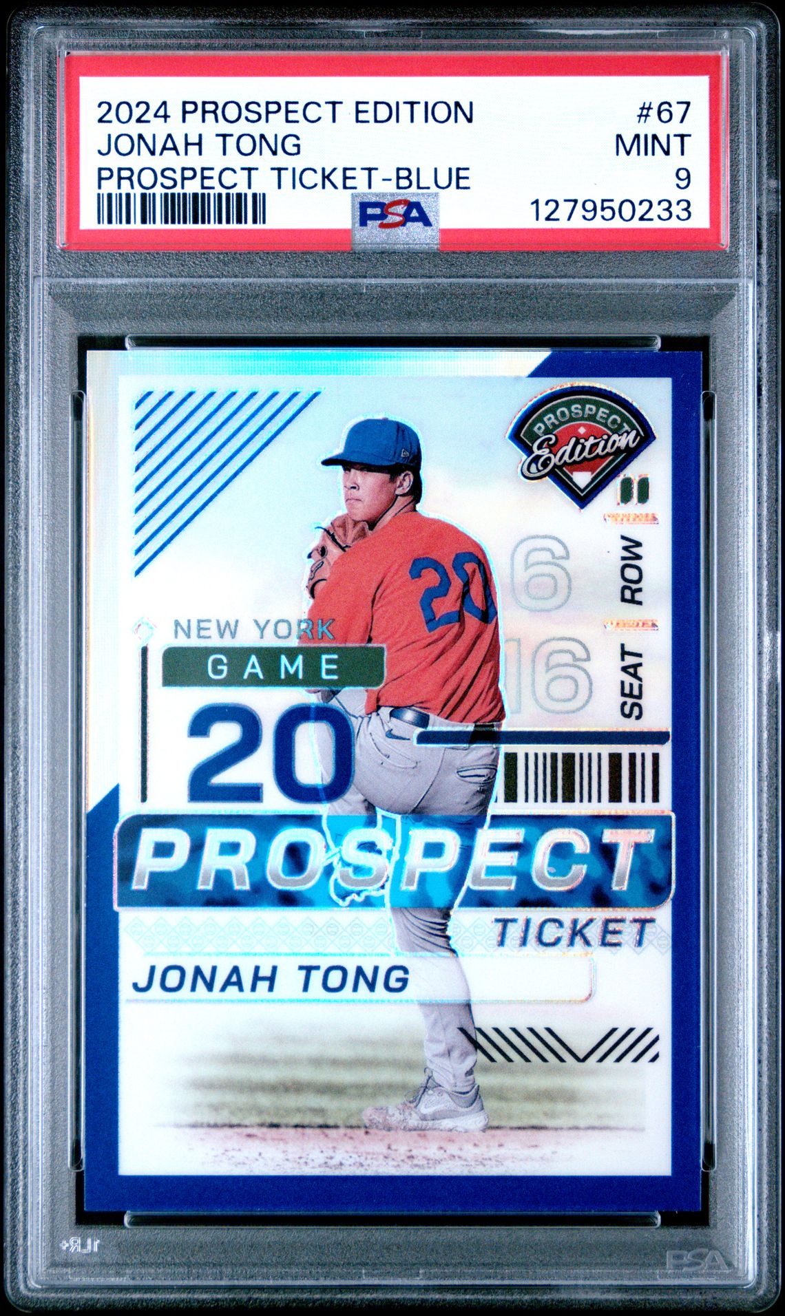 2024 Panini Prospect Edition Prospect Ticket Jonah Tong #67 (Prospect Ticket-Blue) Mint 9 front