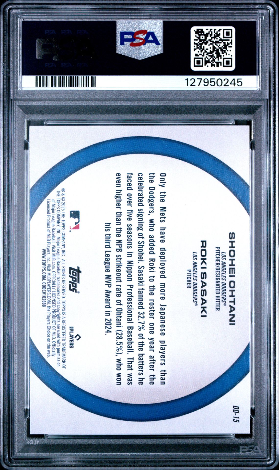 2025 Topps Dynamic Duos Ohtani/Sasaki #Dd15 Gem Mt 10 back