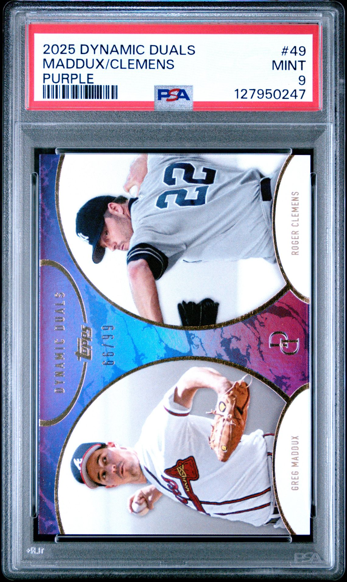 2025 Topps Dynamic Duals Maddux/Clemens #49 (Purple) Mint 9 front