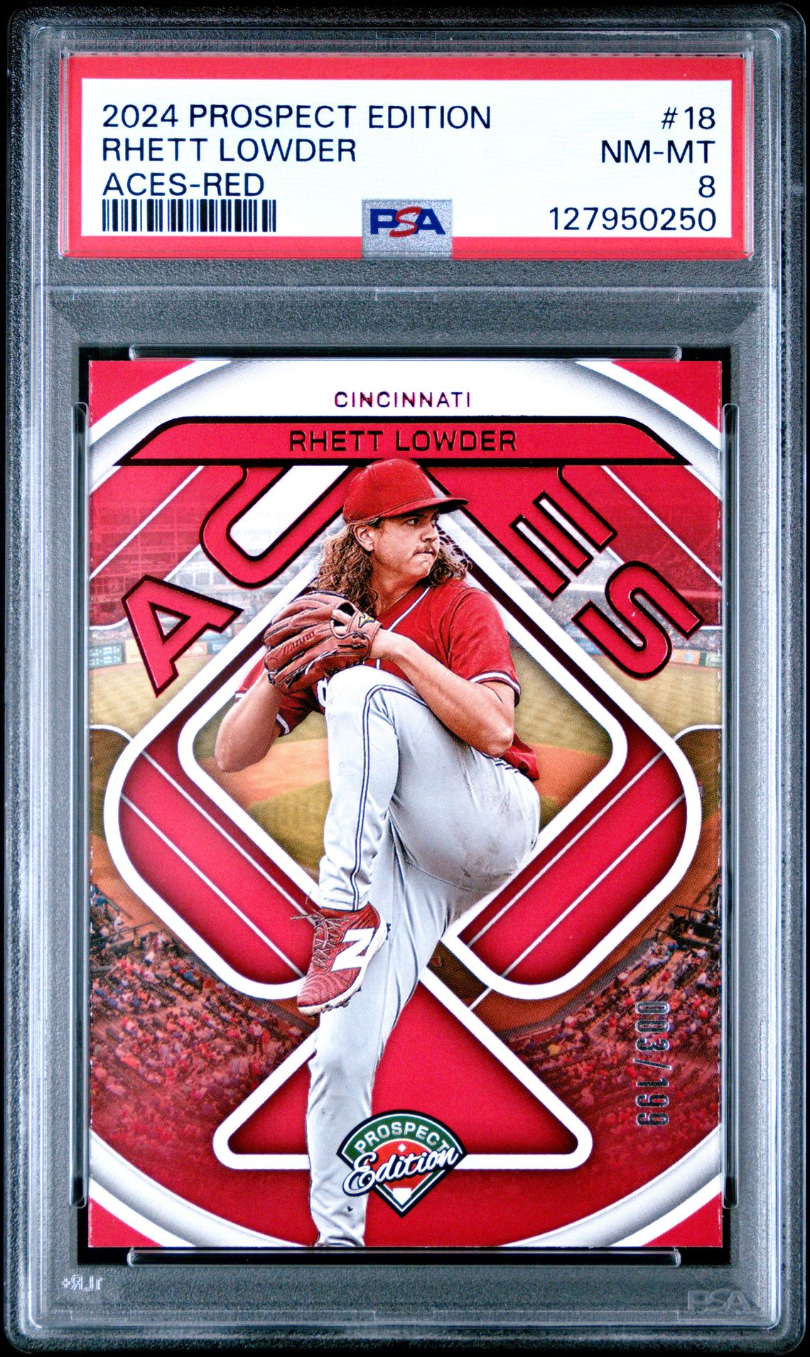 2024 Panini Prospect Edition Aces Rhett Lowder #18 (Aces-Red) Nm-Mt 8 front